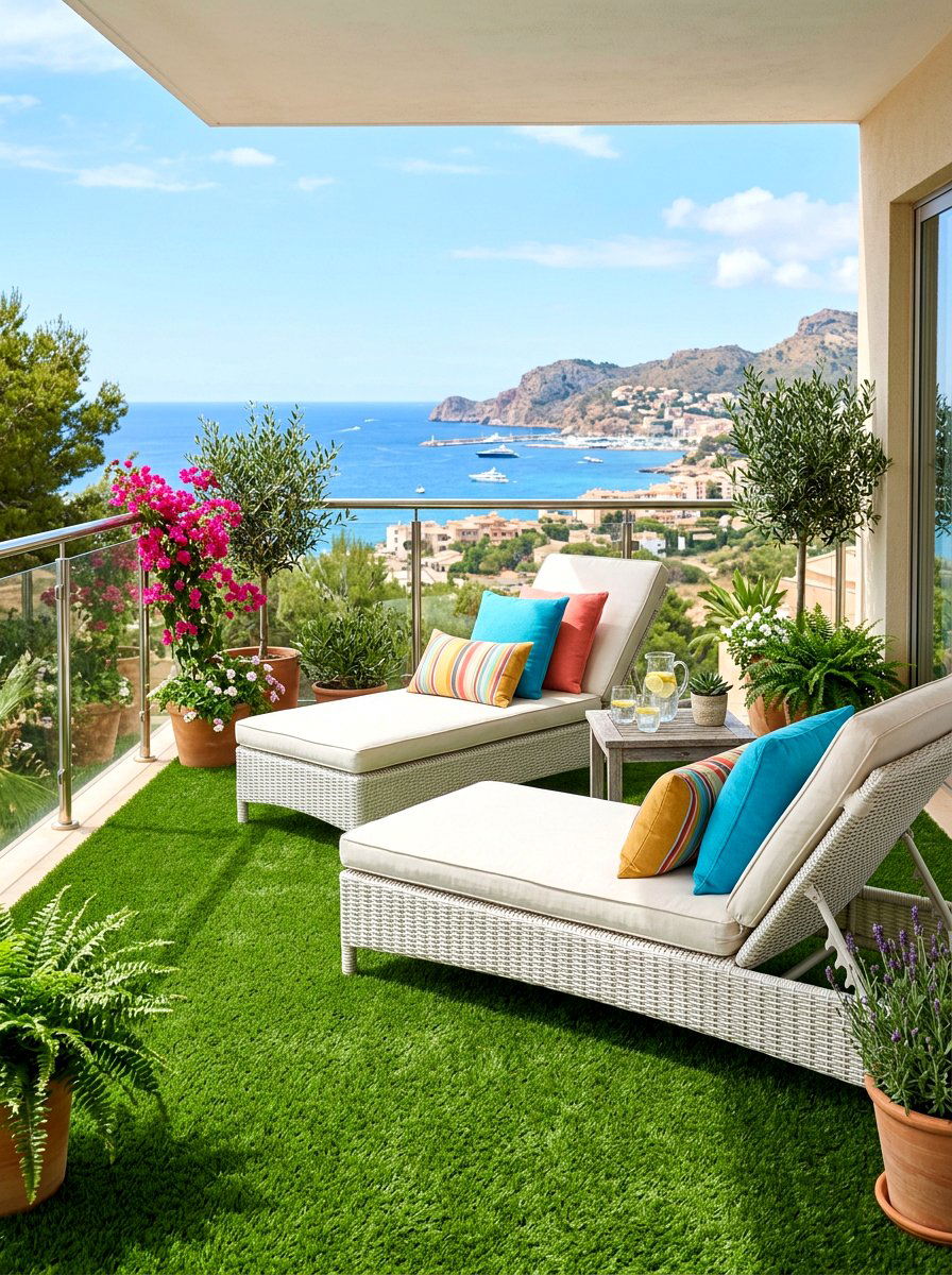 Artificial Grass For Balcony - 30 balcony cafe apartment ideas