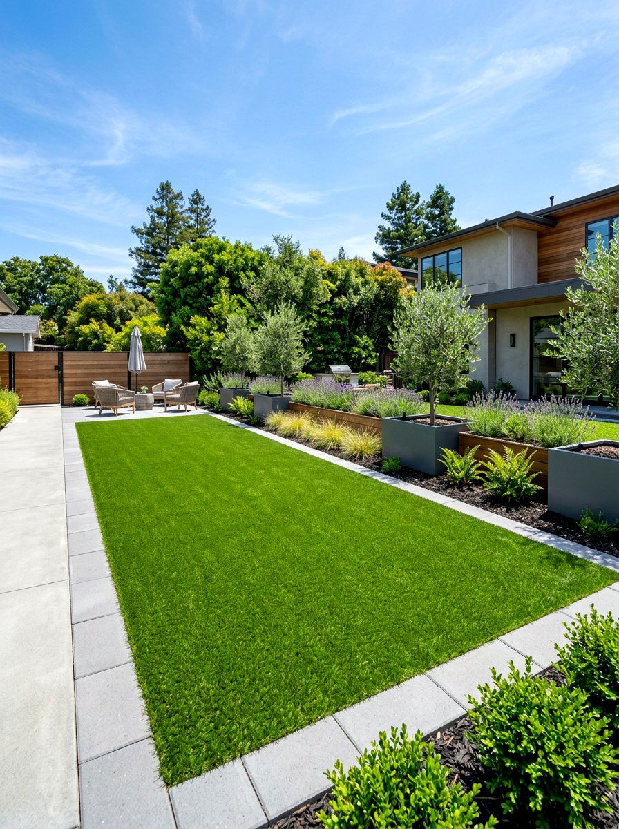 Artificial Grass Lawn - 30 backyard zoning layout ideas