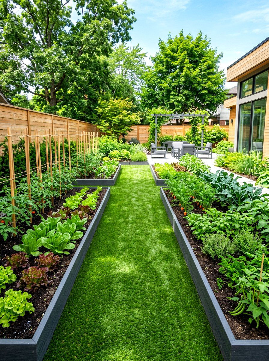 Artificial Grass Path - 30 raised bed path ideas