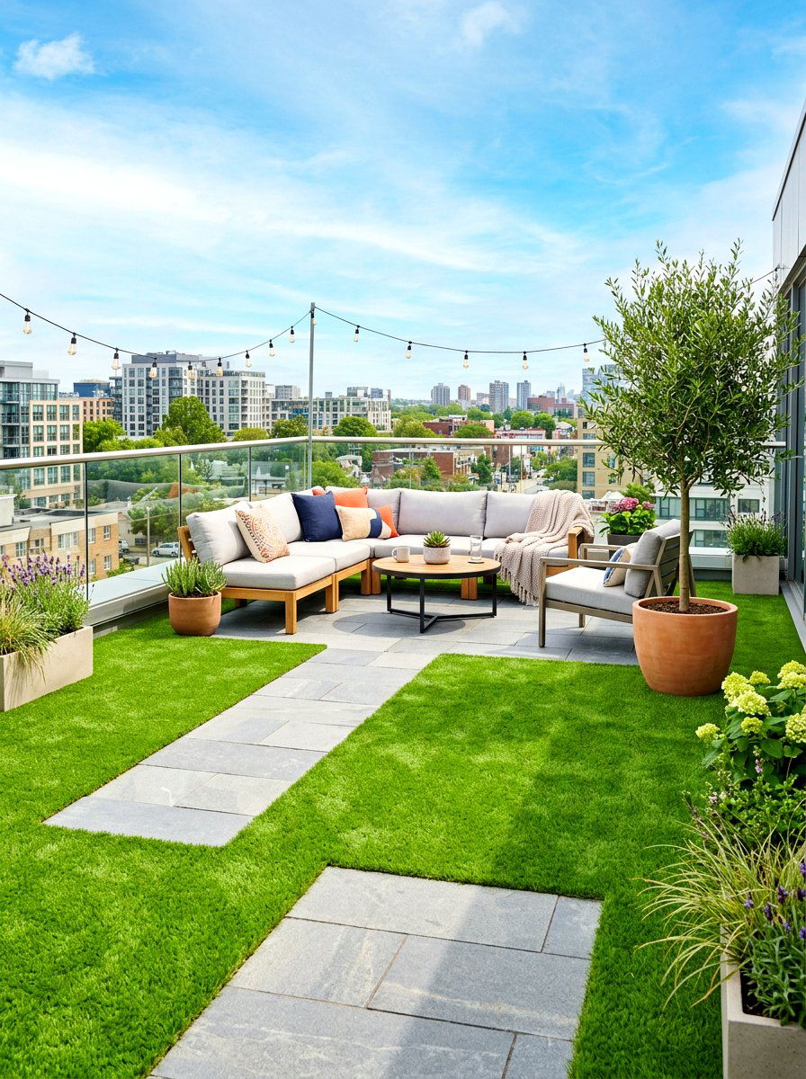 Artificial Grass Rooftop - 30 rooftop patio garden ideas
