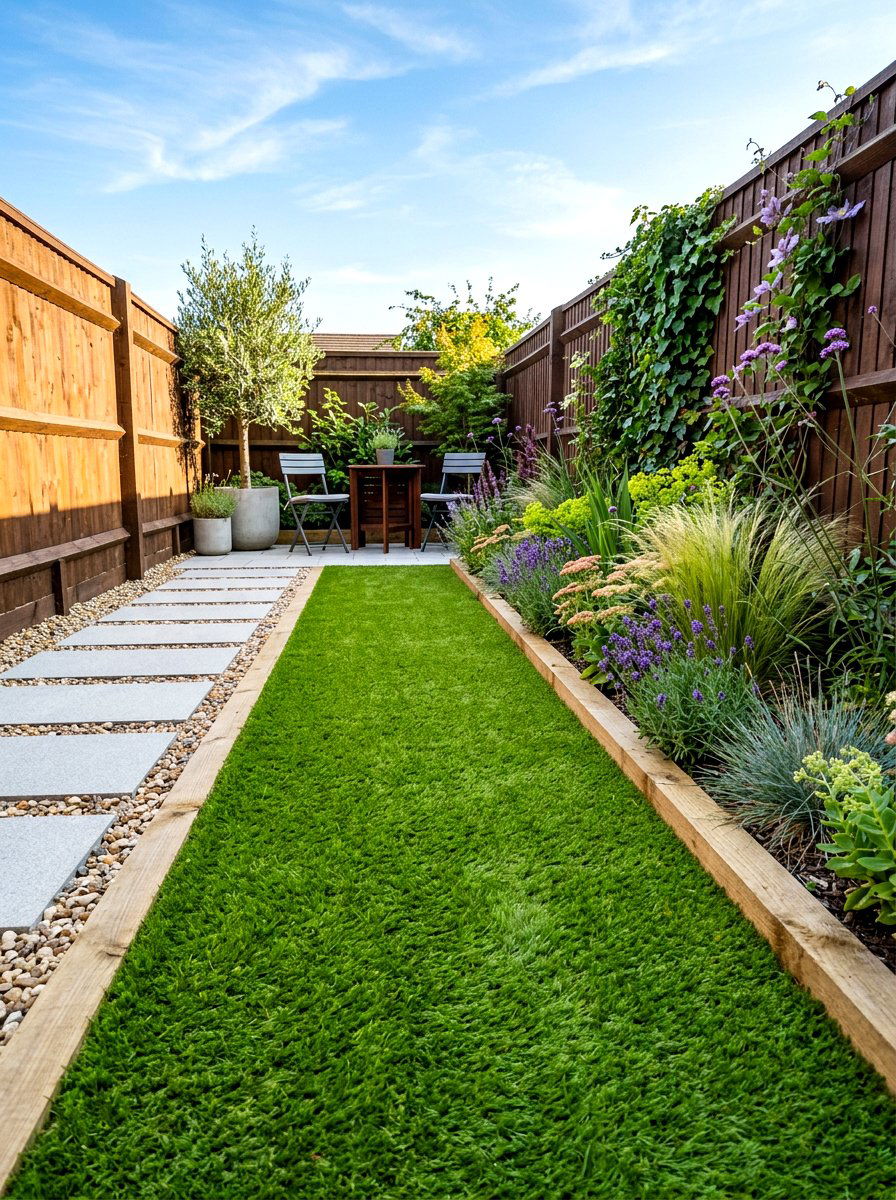 Artificial Grass Strip - 30 narrow garden ideas