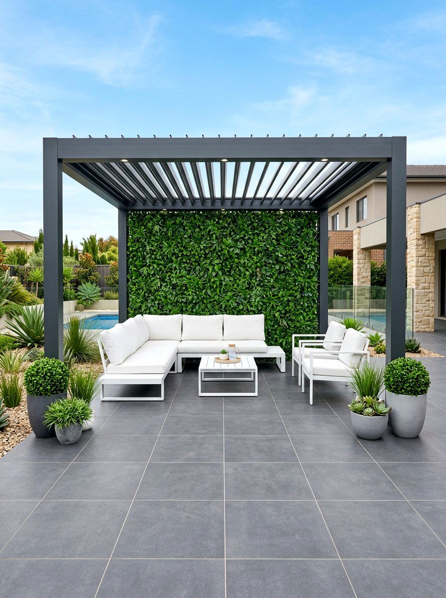 Artificial Hedge Wall - 30 pergola privacy wall ideas