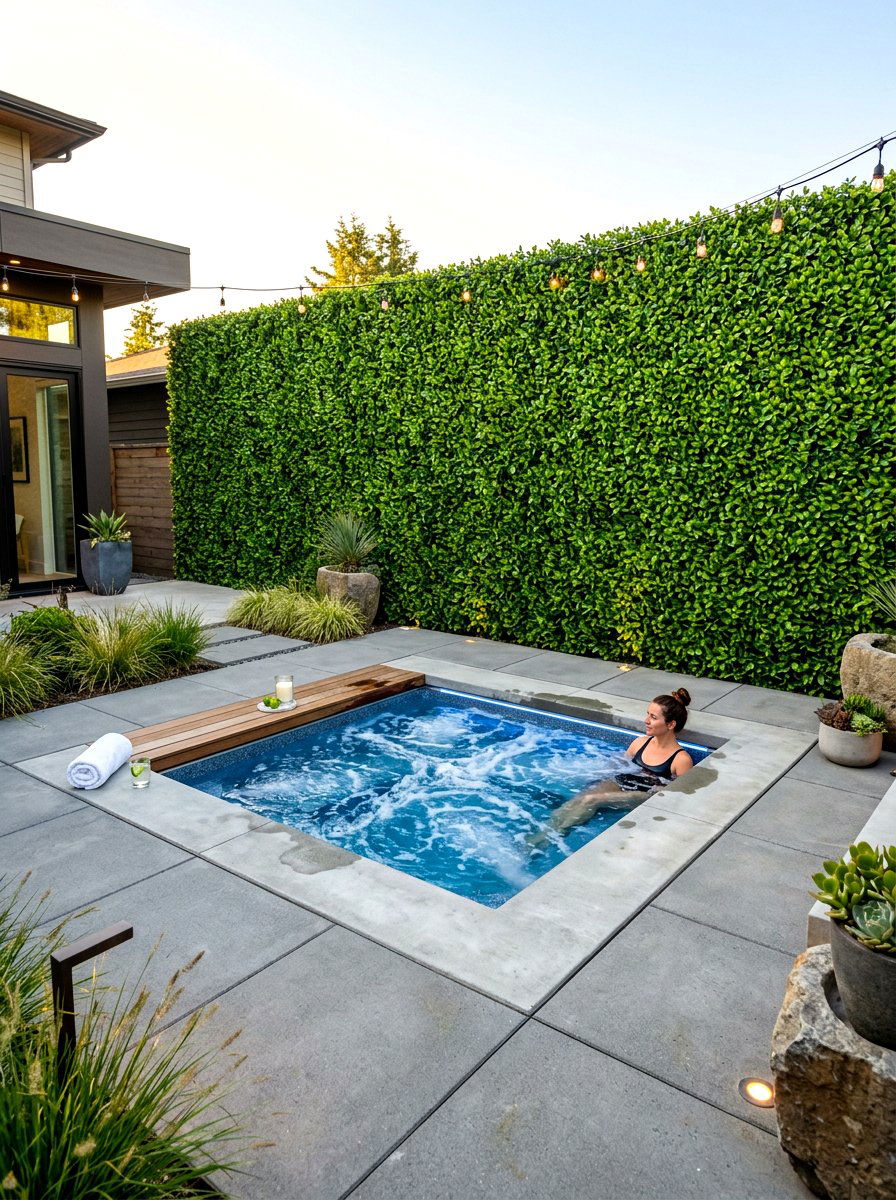 Artificial Hedge Wall - 30 hot tub privacy ideas