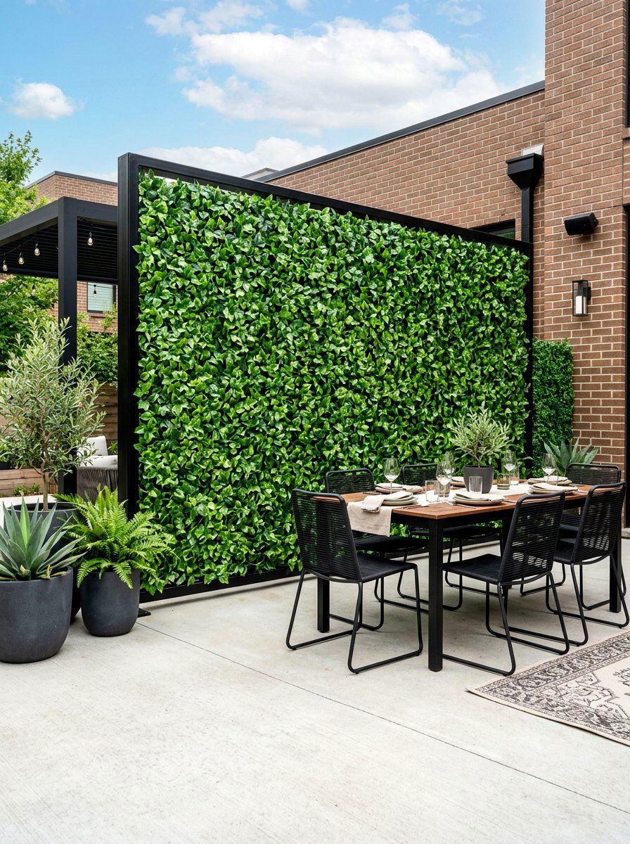 Artificial Ivy Hedge - 30 courtyard privacy wall ideas