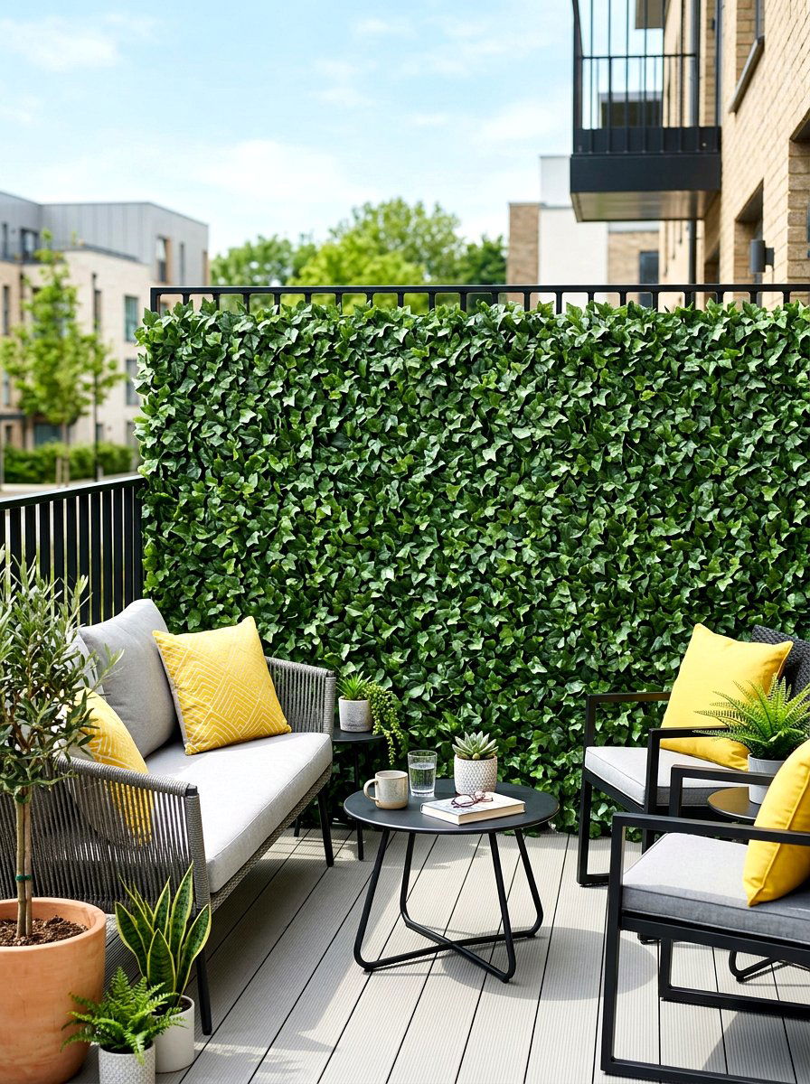 Artificial Ivy Privacy Wall - 30 front porch privacy ideas