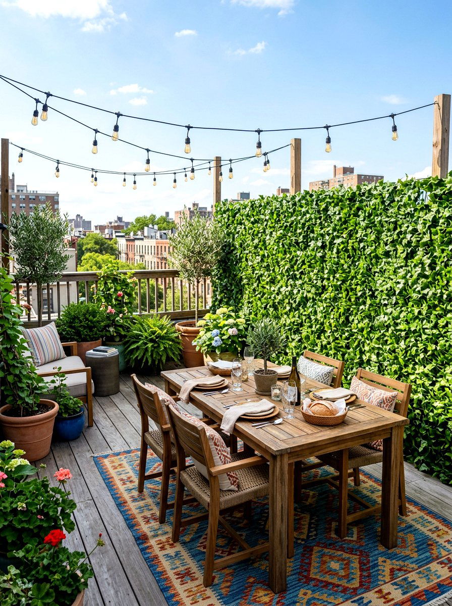 Artificial Ivy Wall - 30 rooftop privacy screen ideas