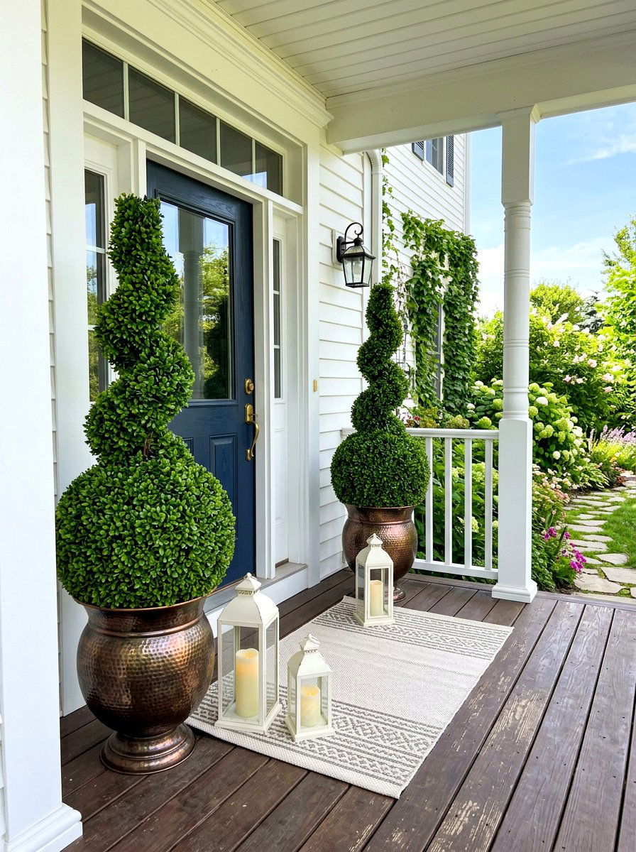 Artificial Topiary Porch Arrangement - 30 topiary front porch ideas aesthetic