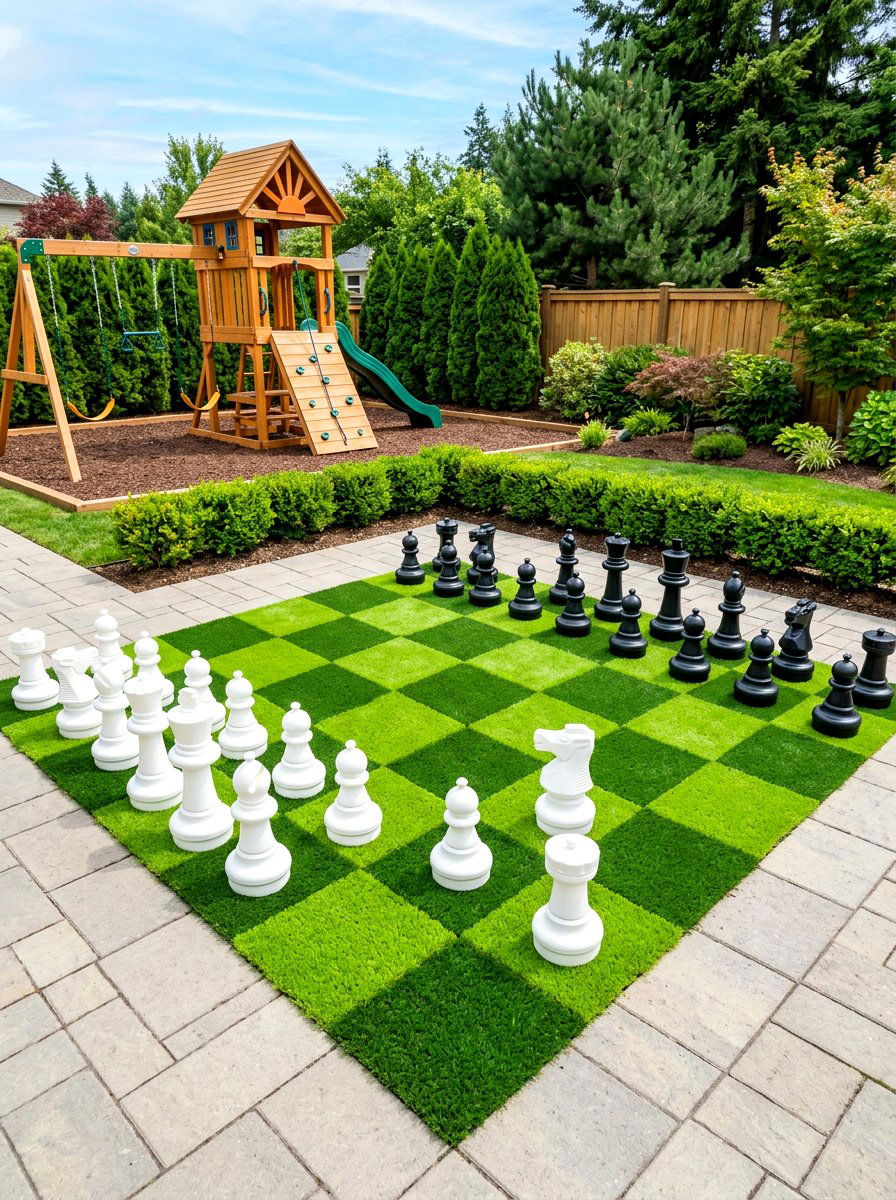 Artificial Turf Chess Board - 30 outdoor chess garden ideas