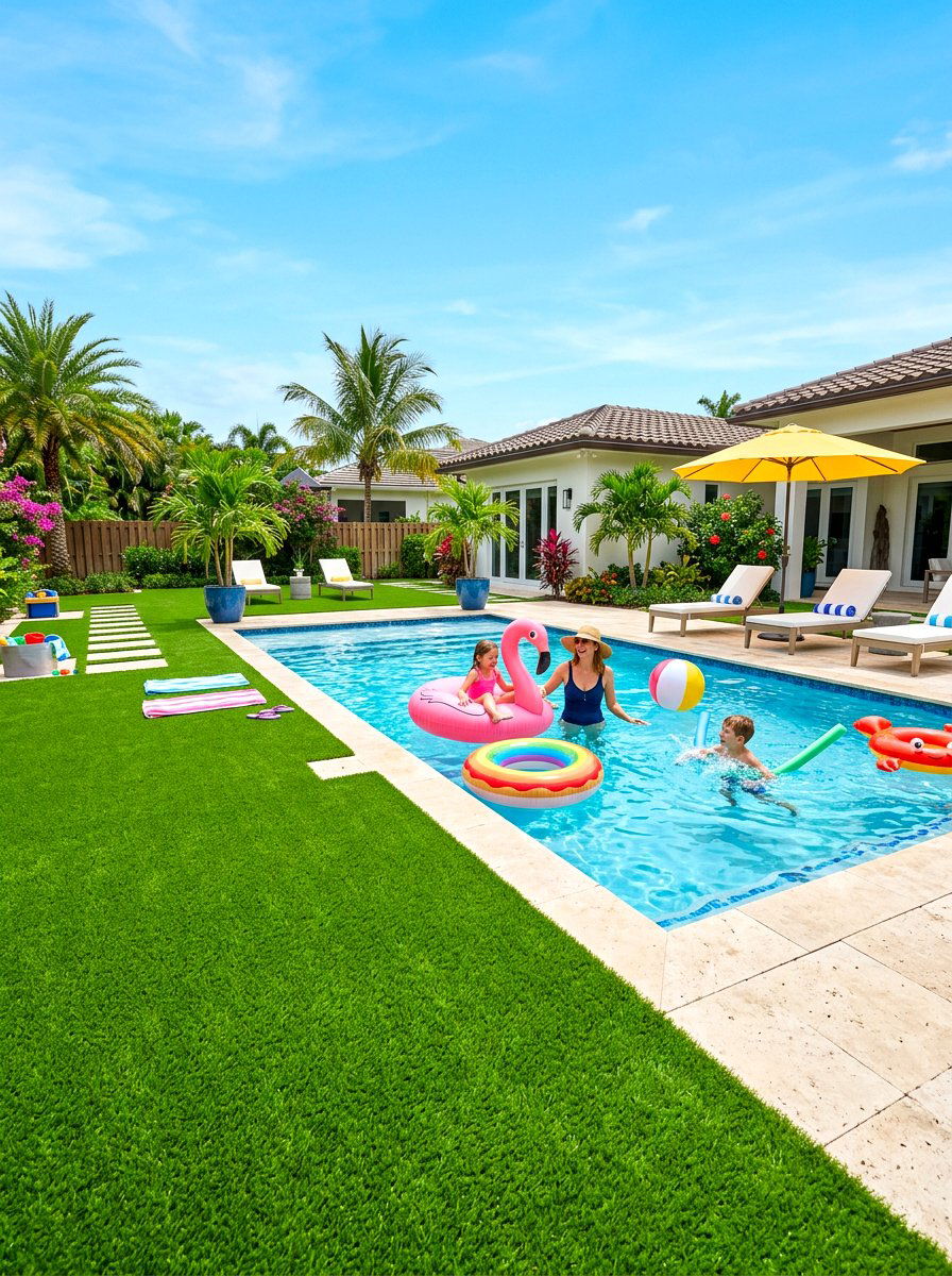 Artificial Turf Grass - 30 pool landscaping ideas