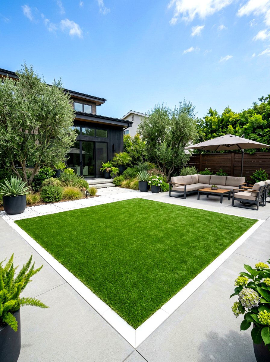 Artificial Turf Lawn - 30 no grass backyard ideas