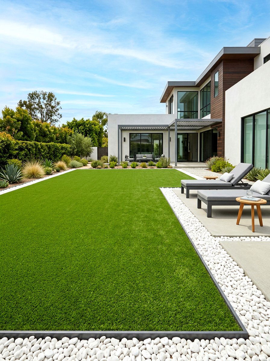 Artificial Turf Lawn - 30 family backyard ideas