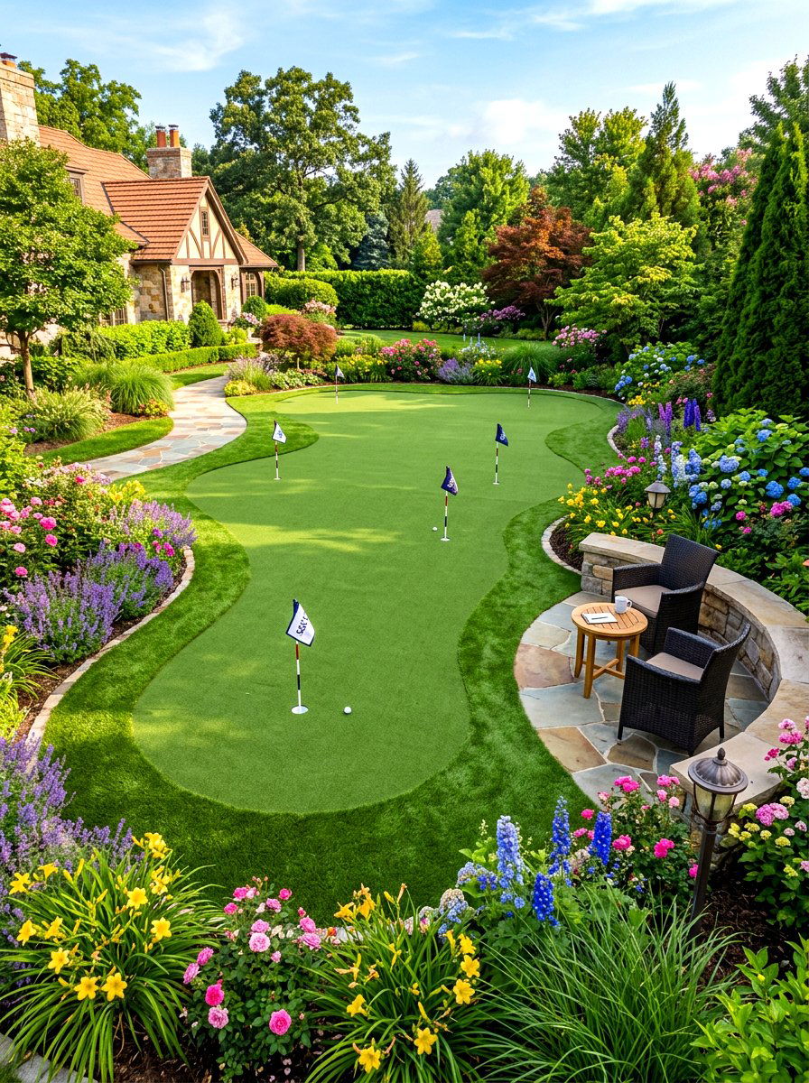 Artificial Turf Putting Green - 30 backyard game area ideas
