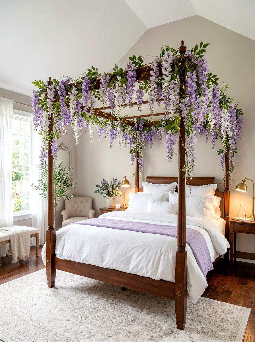 Artificial Wisteria Canopy - 30 faux plant decor ideas