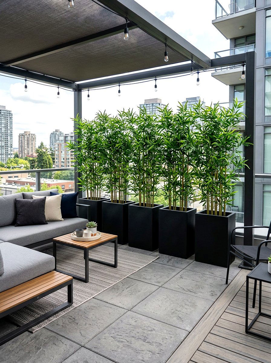Artificial bamboo privacy screen - 30 bamboo planter screen ideas
