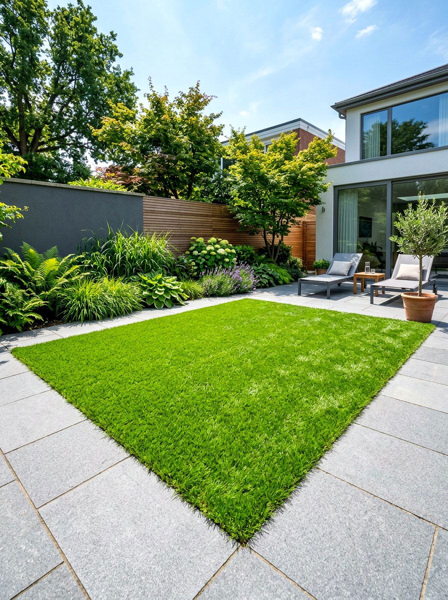 Artificial grass - 30 city backyard garden ideas