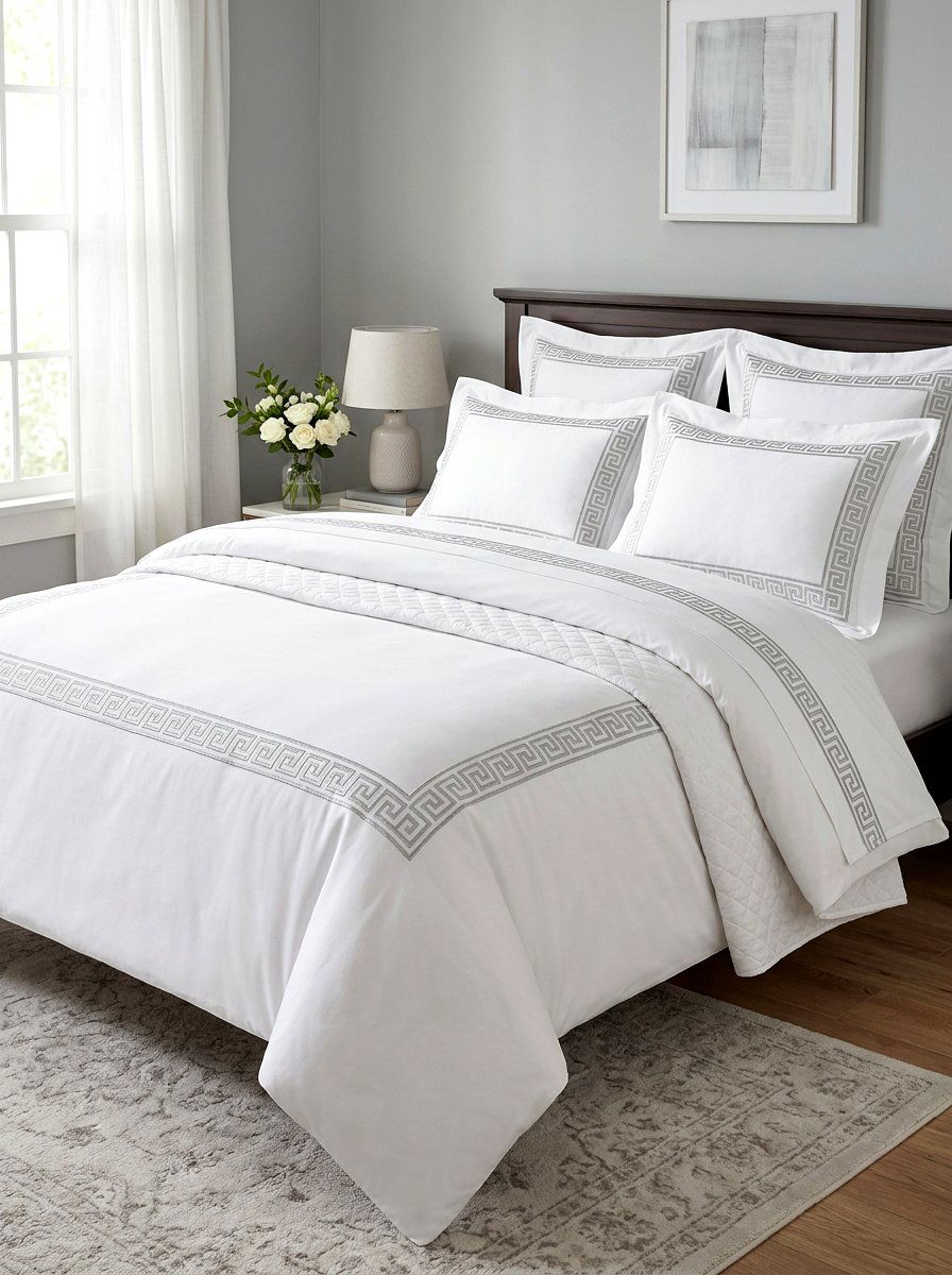 Artisan embroidered white bedding - 30 tailored bedding ideas
