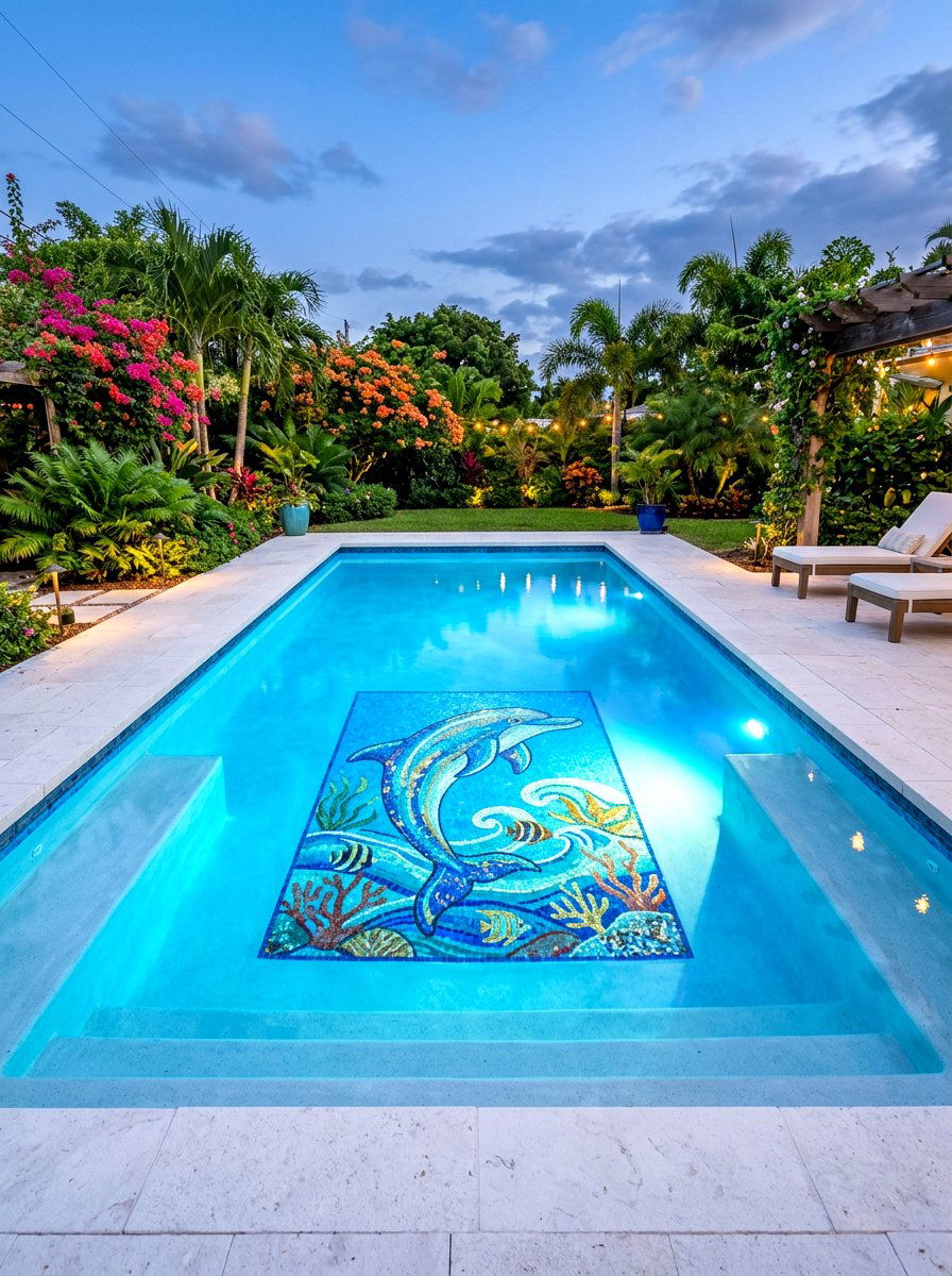 Artistic Pool Mosaic Lighting - 30 pool lighting ideas
