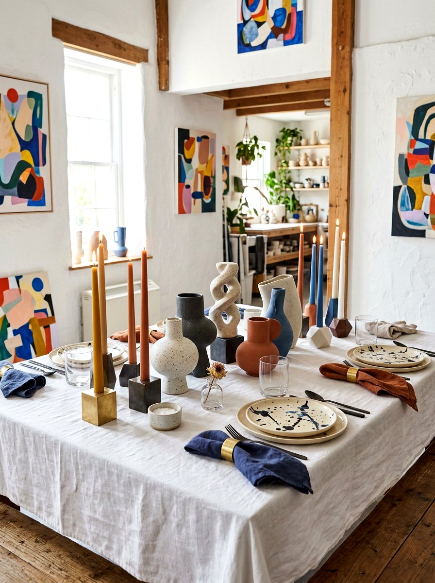 Artistic abstract table decor - 30 dinner party table ideas aesthetic