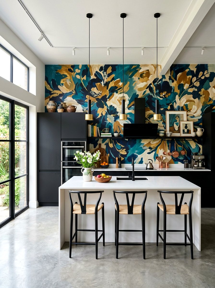 Artistic floral kitchen wallpaper - 30 floral kitchen wallpaper ideas