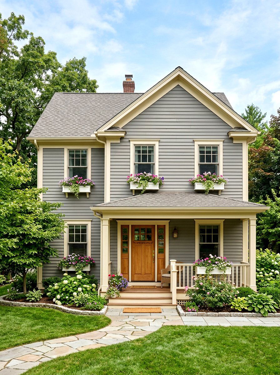 Ash Gray Siding With Cream Trim - 30 gray house exterior ideas