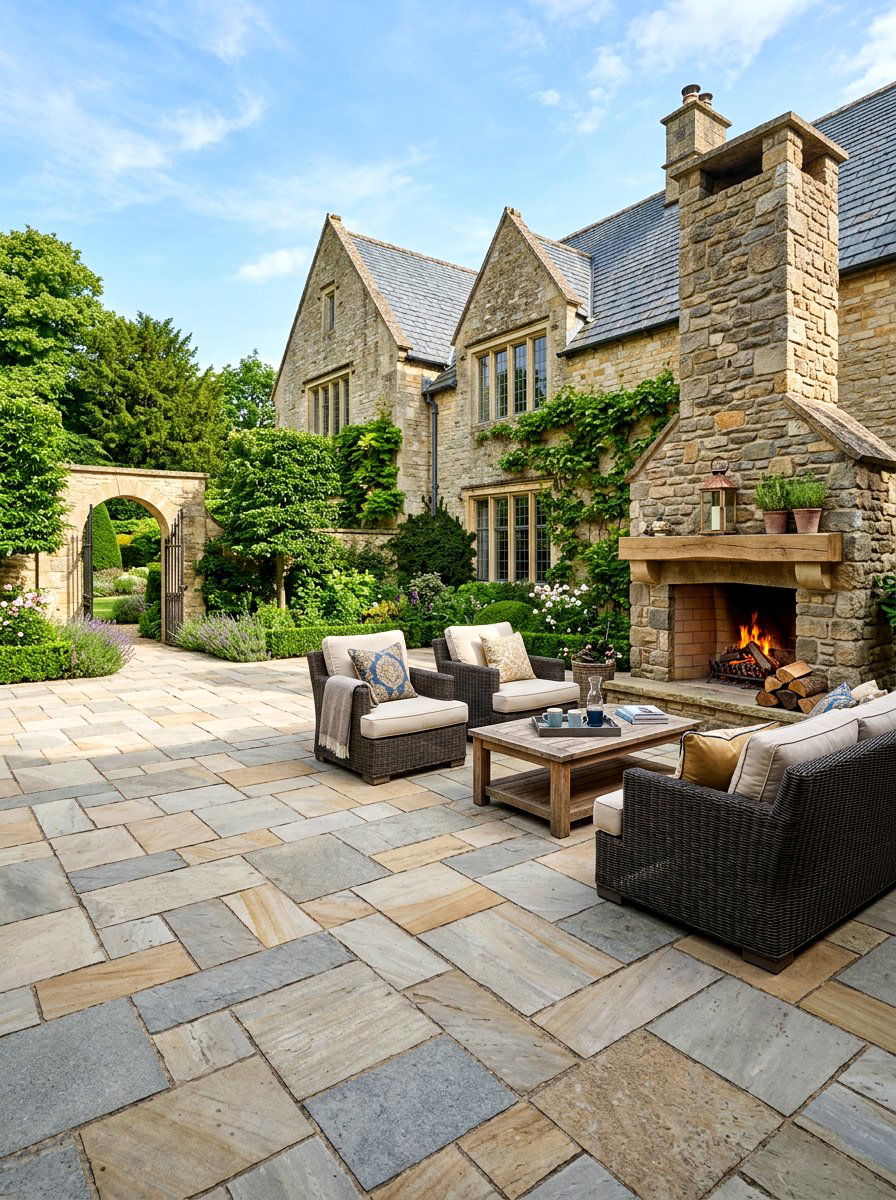 Ashlar Stone Courtyard - 30 stone courtyard patio ideas