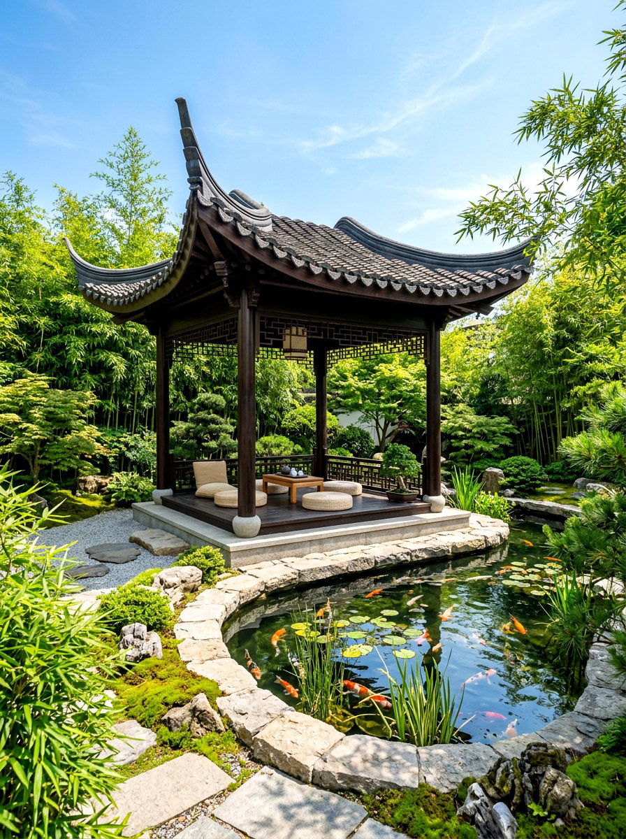 Asian Inspired Garden Gazebo - 30 outdoor gazebo ideas
