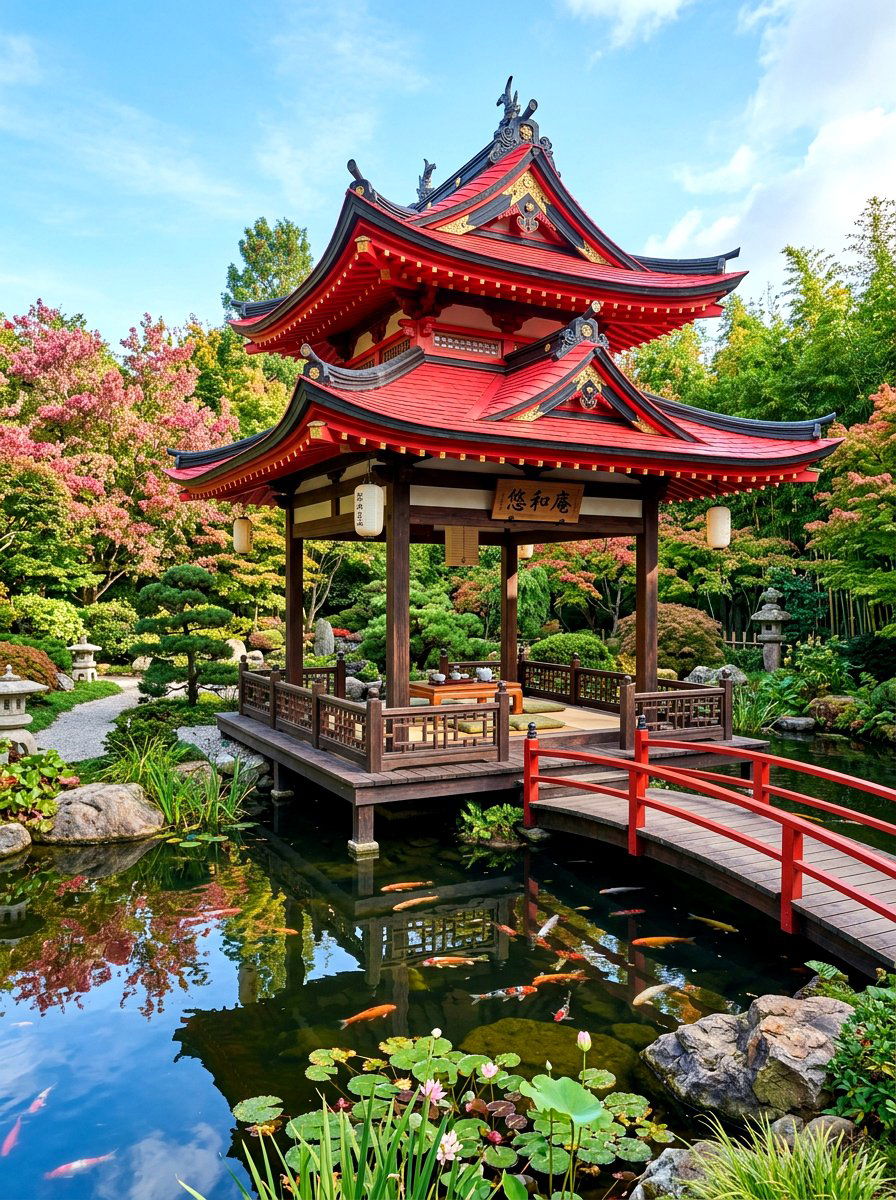 Asian Inspired Tea Pavilion - 30 garden tea gazebo ideas