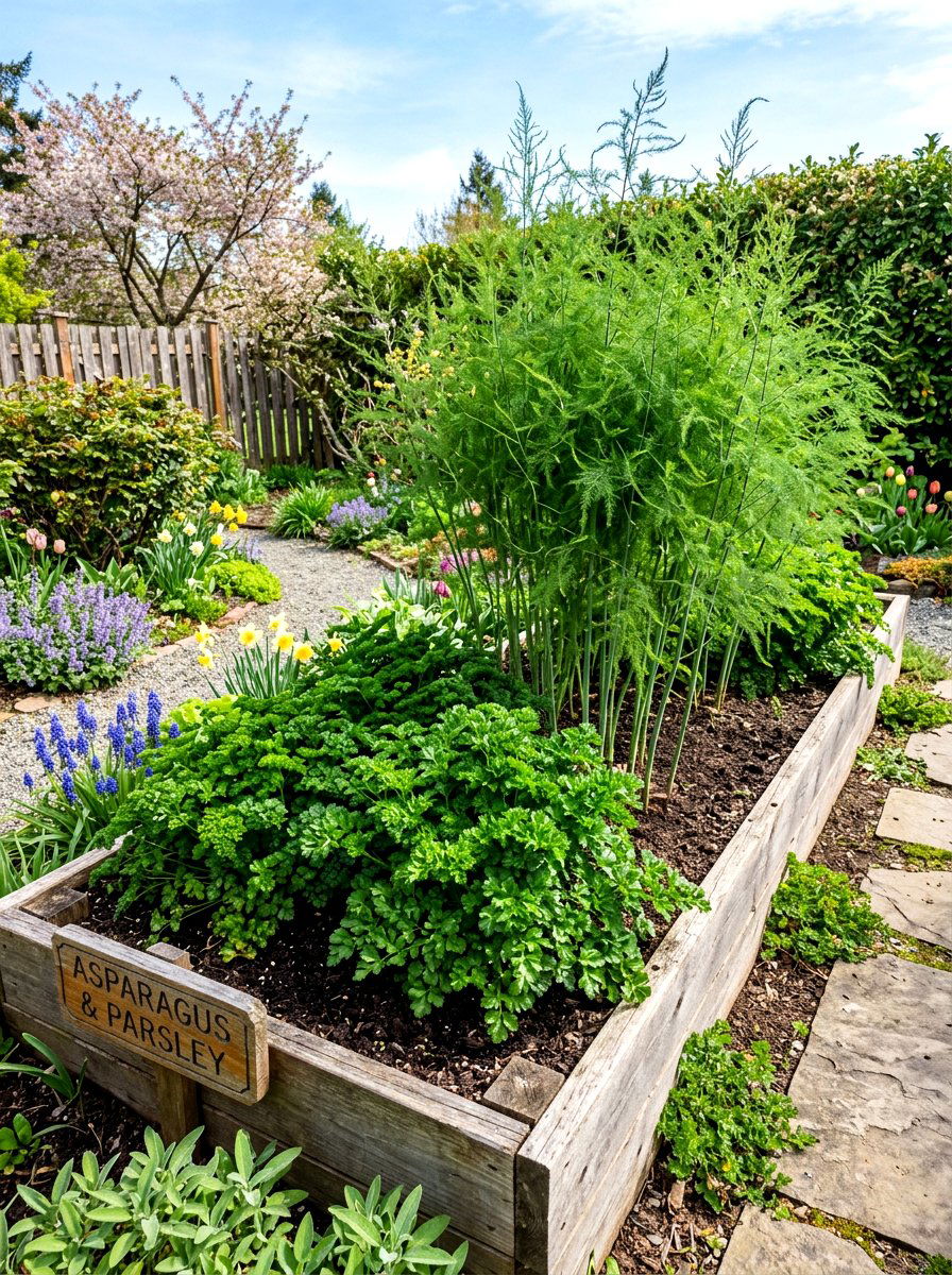 Asparagus And Parsley Companion Planting - 30 raised bed companion planting ideas