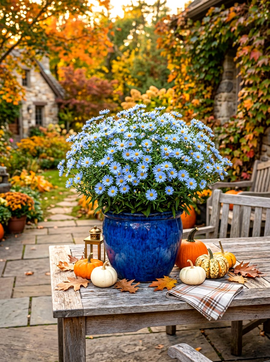 Aster Autumn Planter - 30 pollinator patio ideas