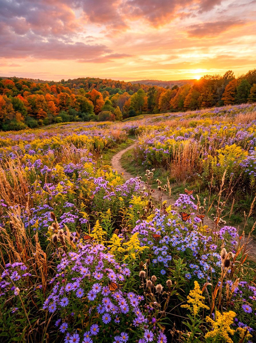 Aster Butterfly Meadow - 30 butterfly host plant garden ideas