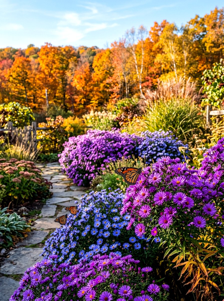 Aster Late Season Bloom - 30 butterfly haven backyard ideas