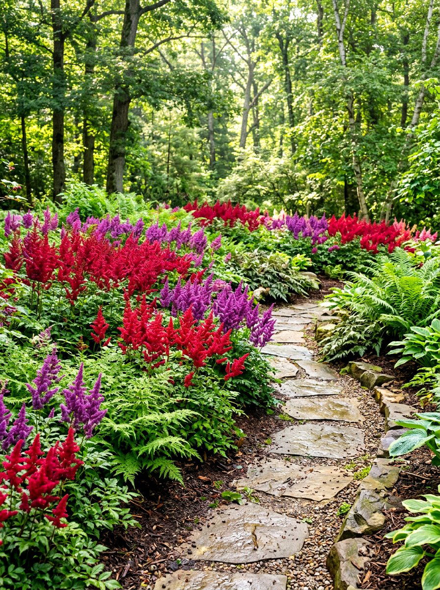 Astilbe color garden - 30 shade perennial garden ideas