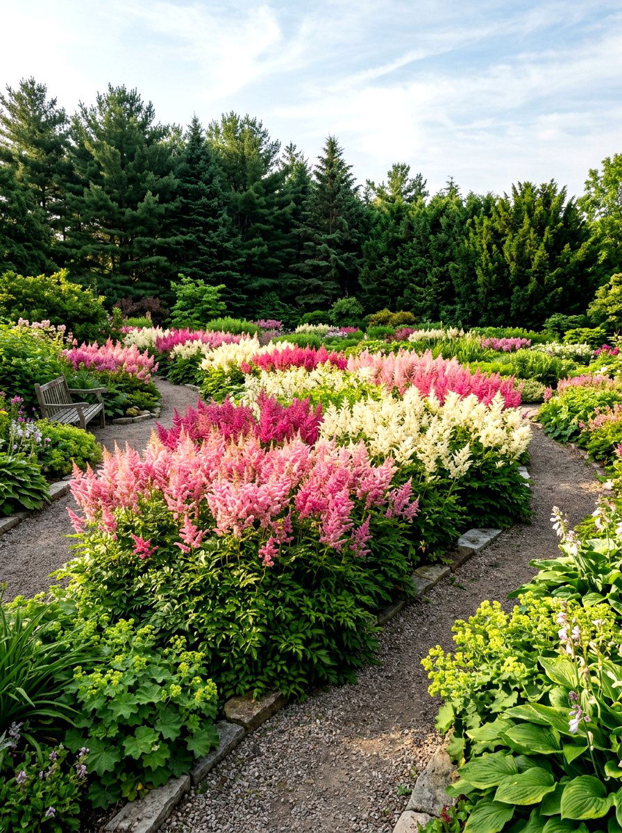 Astilbe flower garden - 30 shade garden ideas