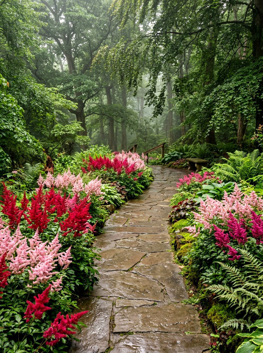 Astilbe shaded walkway - 30 walkway border planting ideas