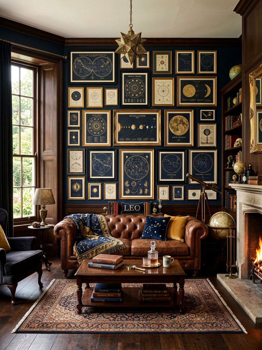 Astrology Gallery Wall - 30 extra celestial living room ideas