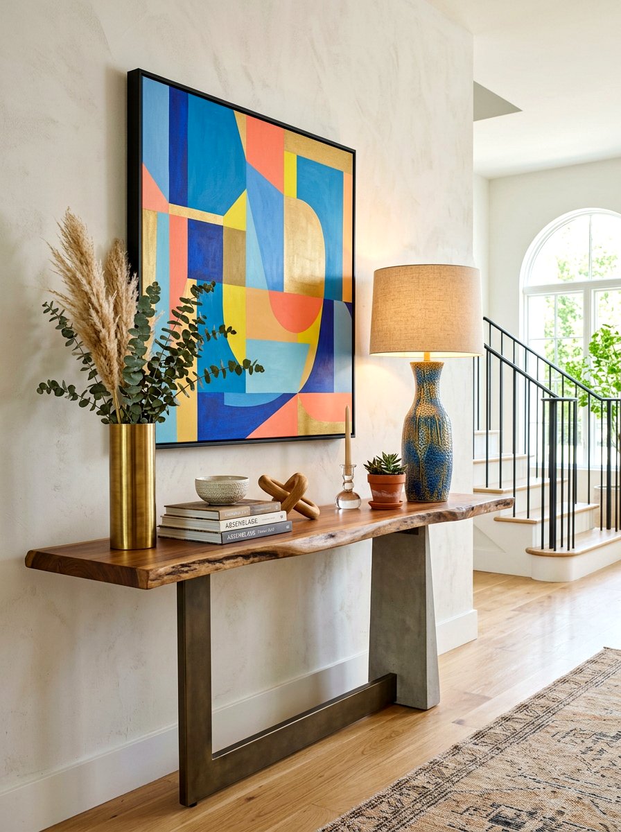 Asymmetrical Entry Table - 30 everyday entry table decor ideas
