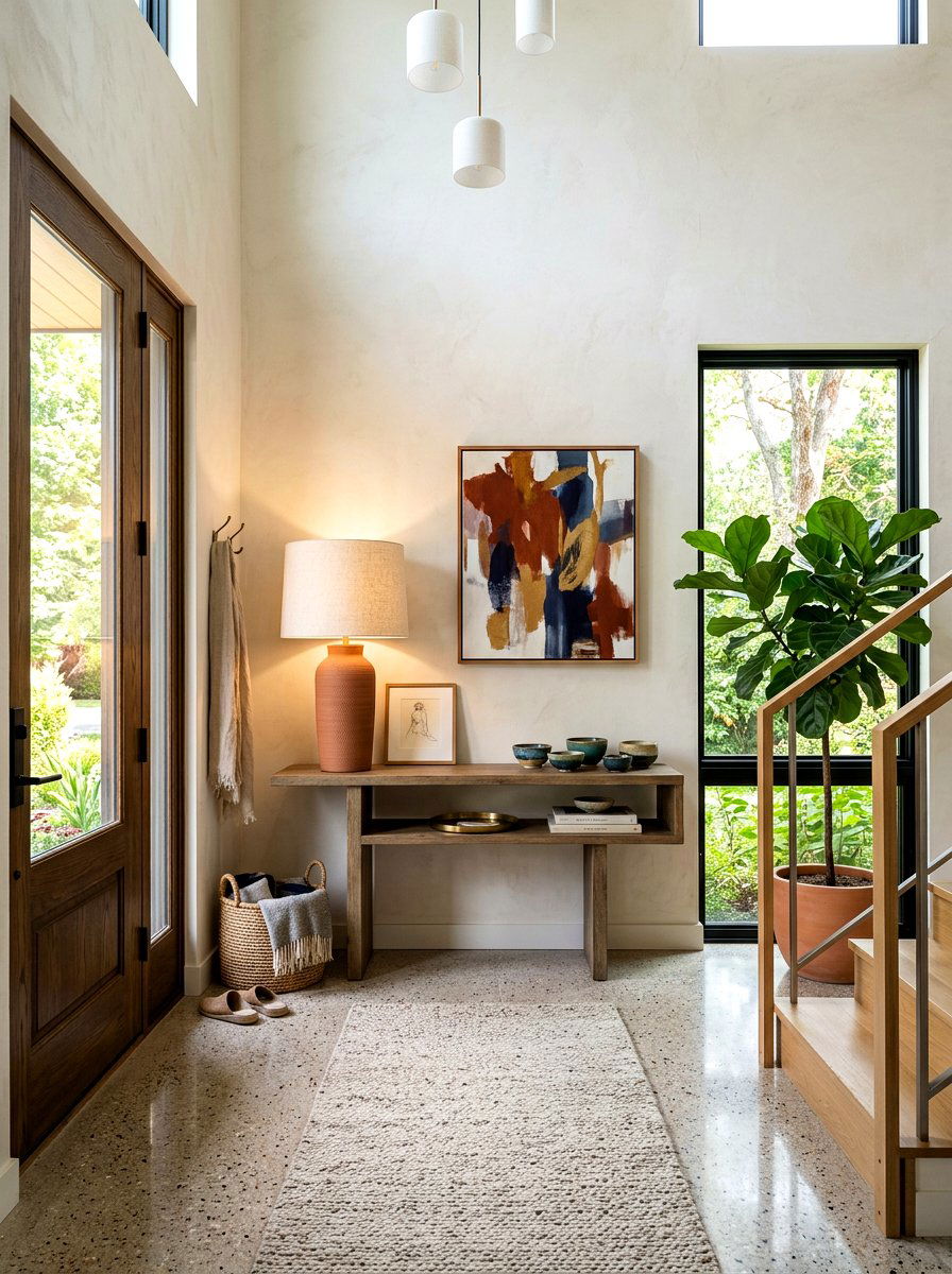 Asymmetrical Foyer Styling - 30 layered entry table ideas