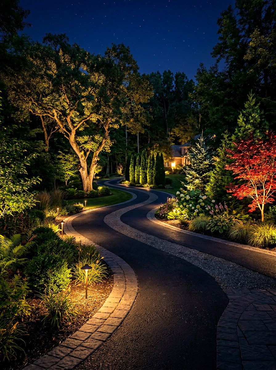 Asymmetrical Lighting Layout - 30 driveway lighting ideas