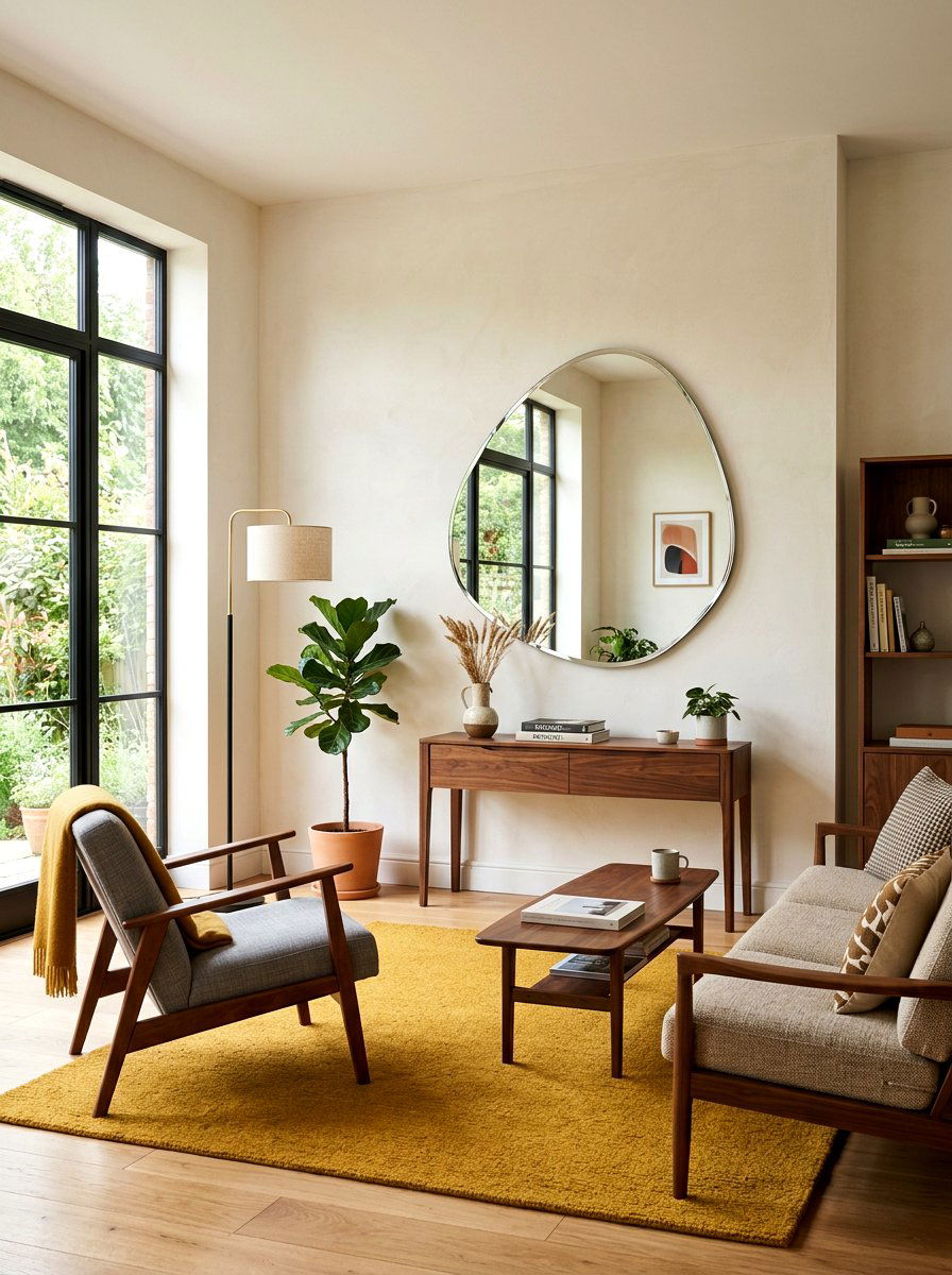 Asymmetrical Pebble Shape Mirror - 30 statement floor mirror living room ideas