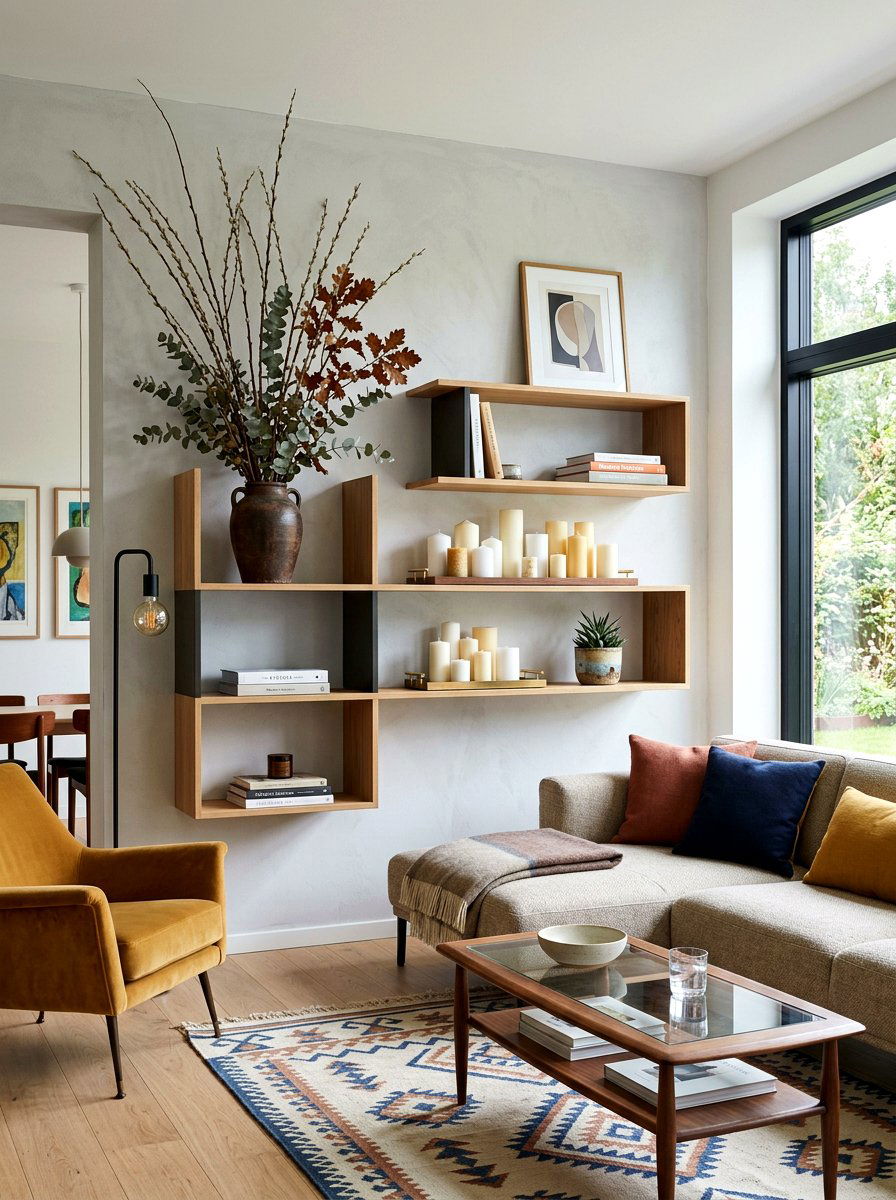 Asymmetrical Shelf Styling - 30 mantel shelf styling ideas