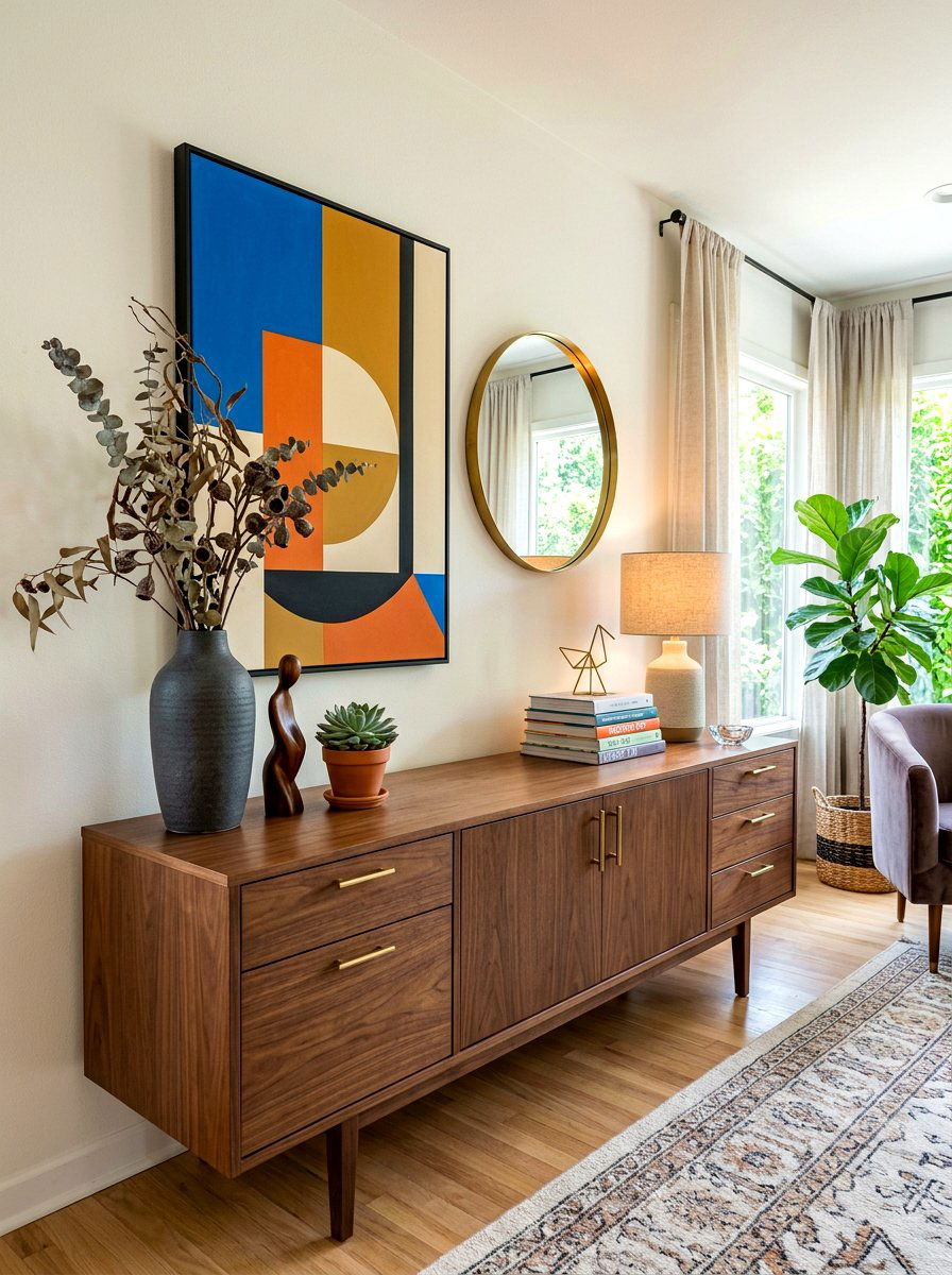 Asymmetrical Sideboard Arrangement - 30 dining buffet styling ideas