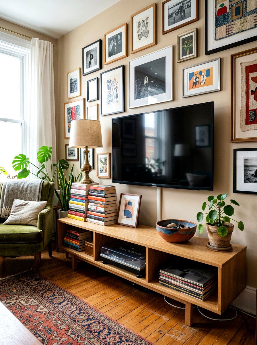 Asymmetrical TV Stand Arrangement - 30 media console styling ideas