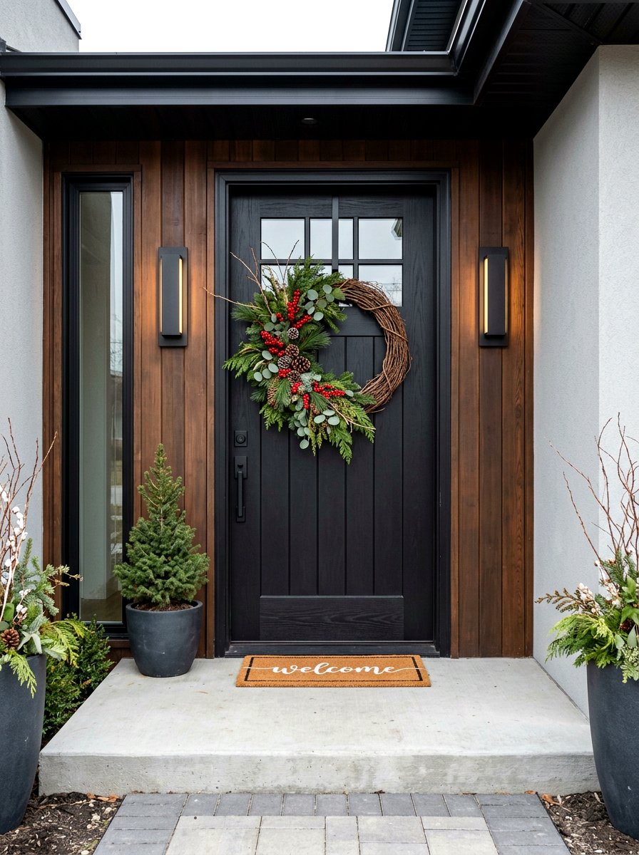 Asymmetrical Winter Wreath - 30 winter wreath ideas