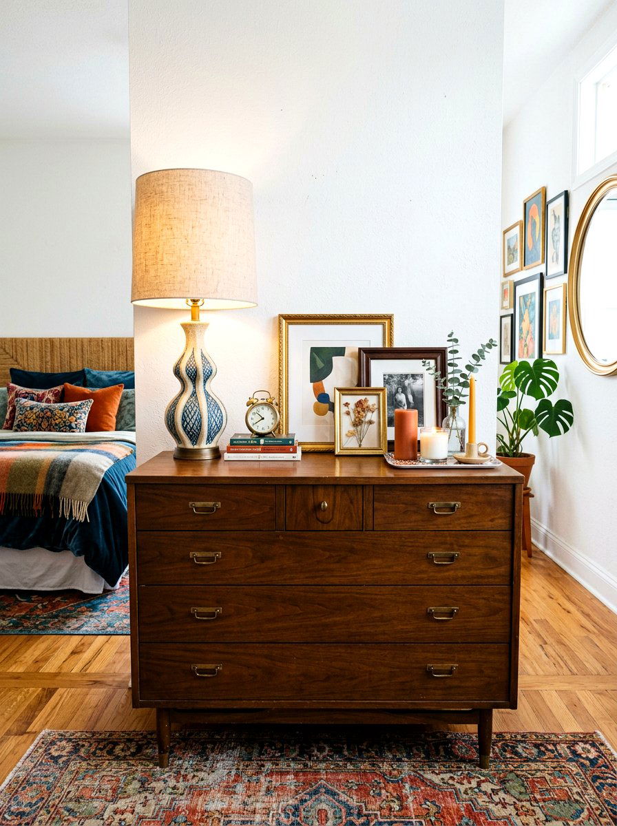 Asymmetrical dresser arrangement - 30 bedroom dresser styling ideas