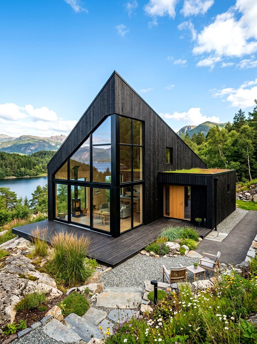 Asymmetrical house shape Scandinavian house - 30 Scandinavian house exterior ideas