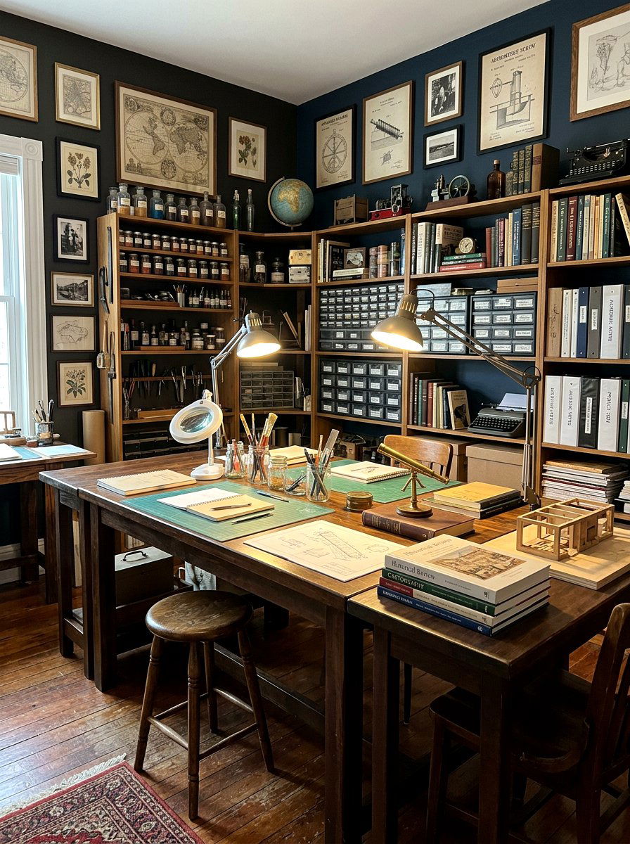 Atmospheric Hobby Room - 30 dark academia room ideas