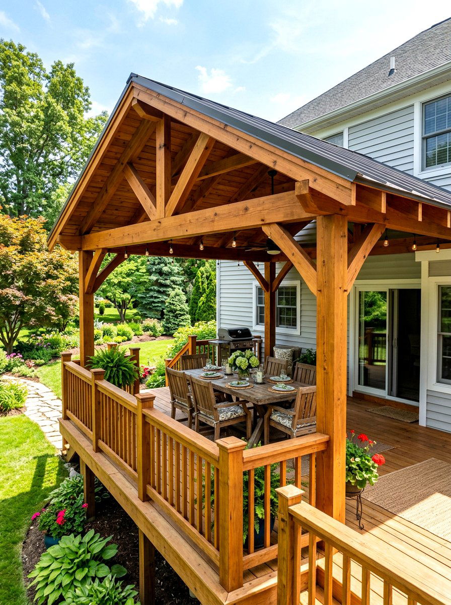 Attached Deck Pavilion - 30 outdoor retreat pavilion ideas