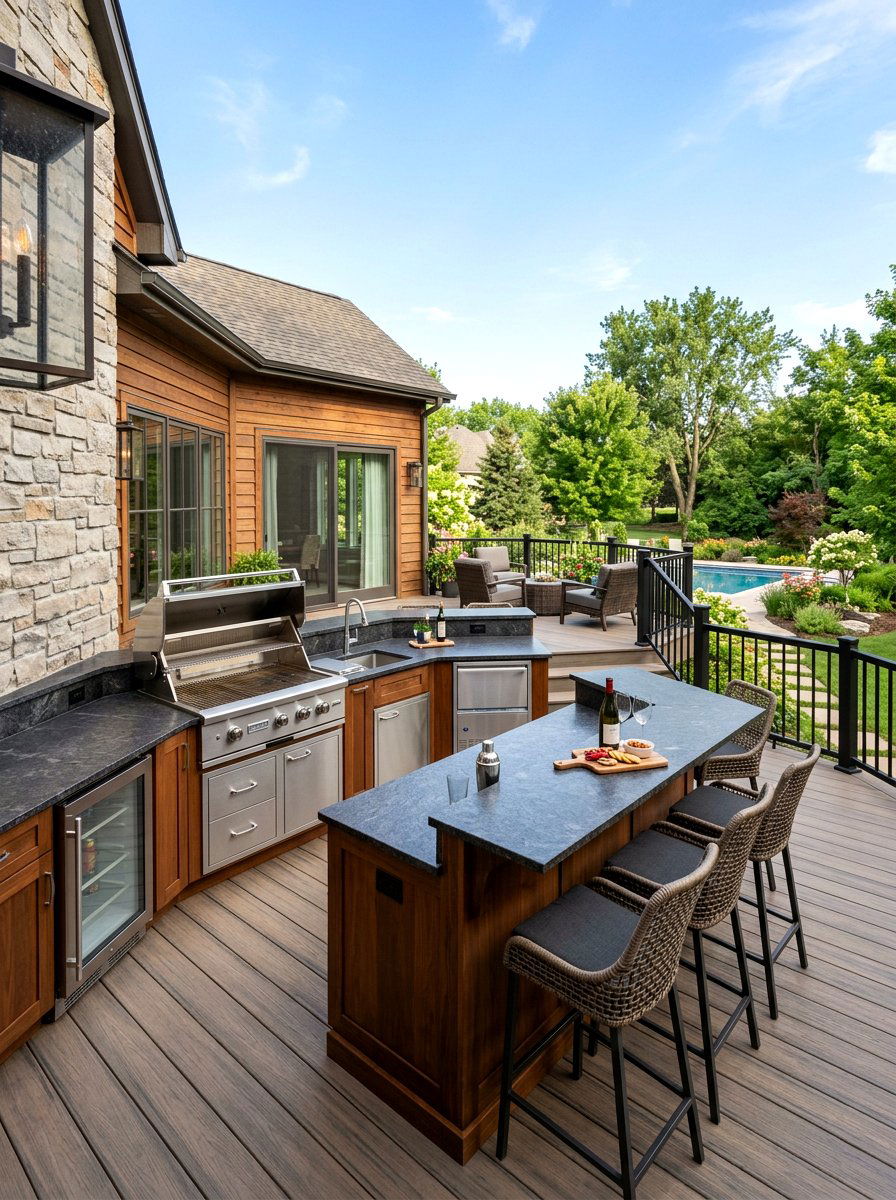 Attached Deck With Outdoor Kitchen - 30 attached deck ideas