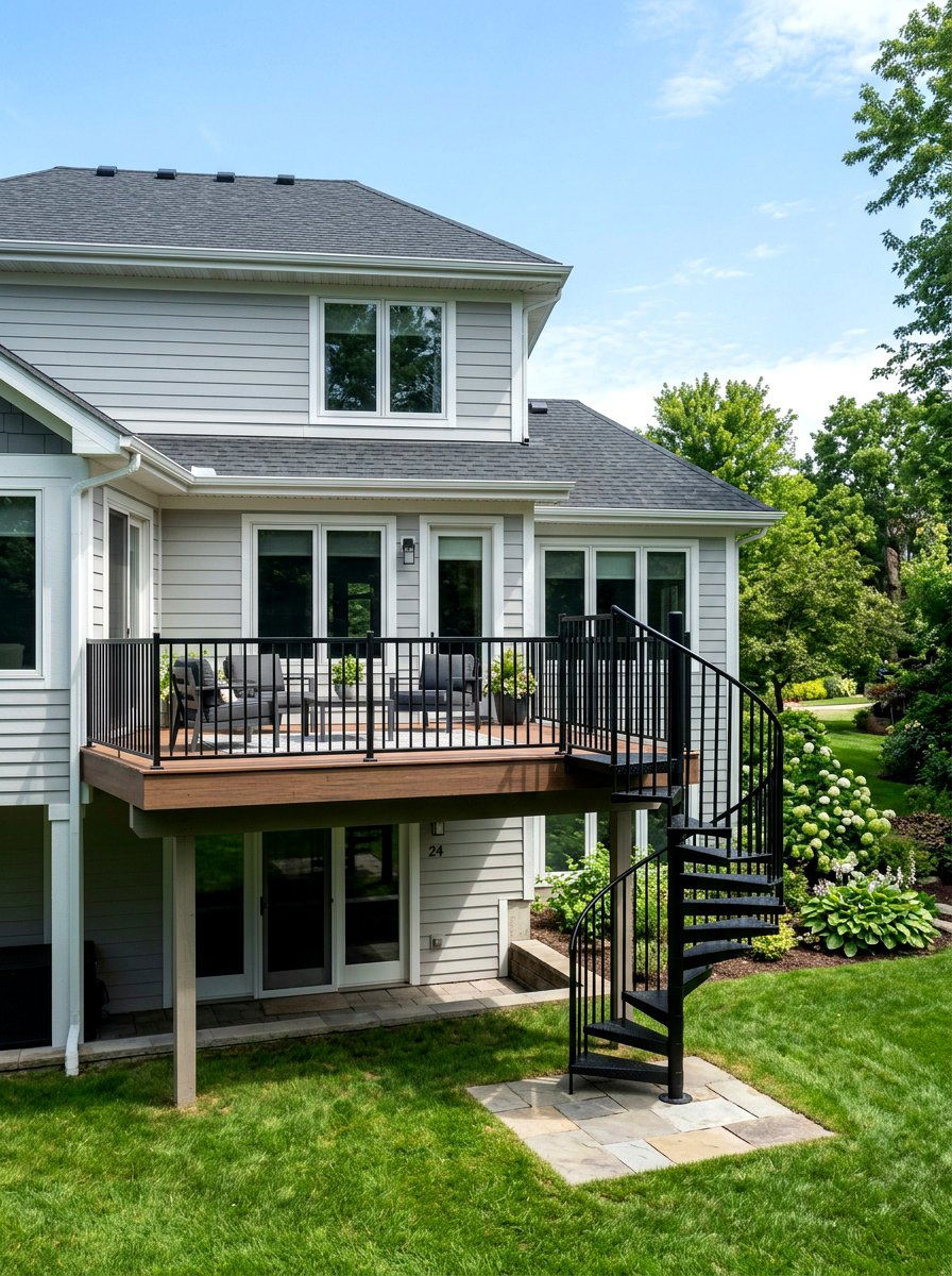 Attached Deck With Spiral Staircase - 30 attached deck ideas