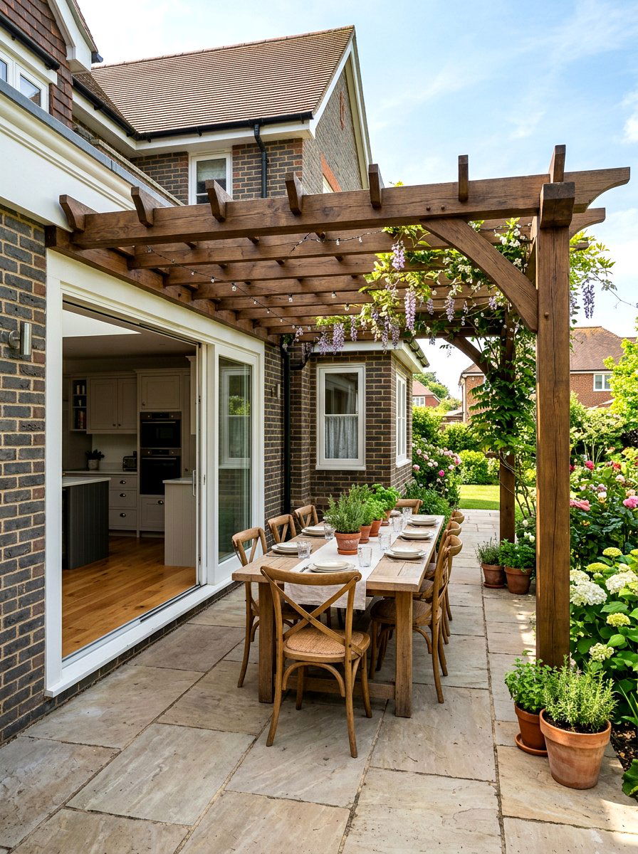 Attached House Pergola - 30 pergola dining backyard ideas